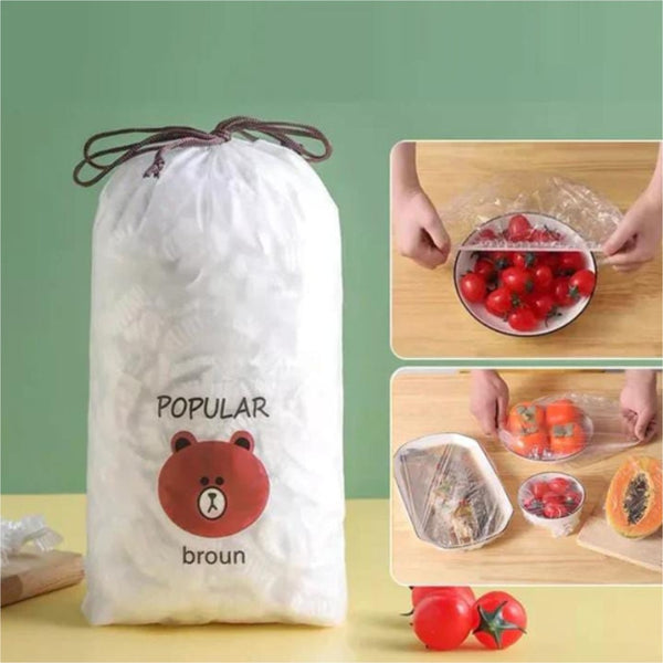 #100pcs Disposable Plastic Film Bowl Cover